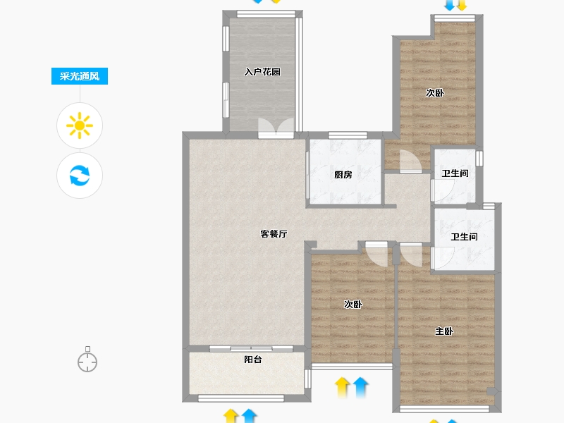 江苏省-无锡市-凤凰怡然居-125.00-户型库-采光通风