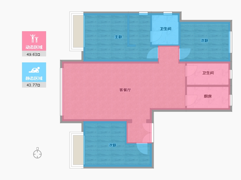 黑龙江省-哈尔滨市-新松璟荟祥府-100.00-户型库-动静分区