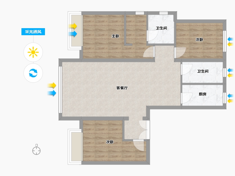 黑龙江省-哈尔滨市-新松璟荟祥府-100.00-户型库-采光通风