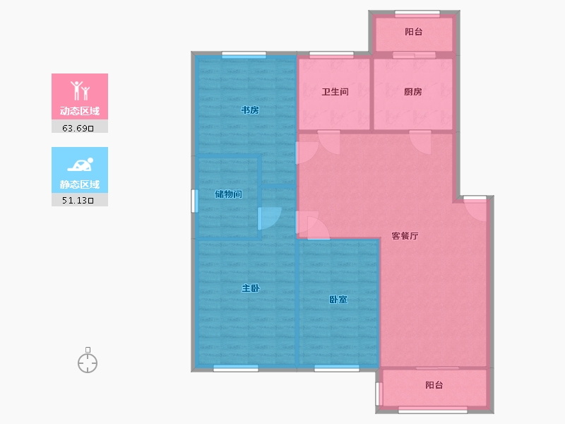 安徽省-合肥市-兴丰苑-110.00-户型库-动静分区