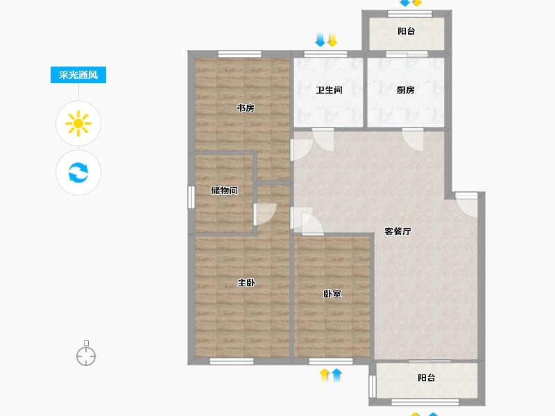 安徽省-合肥市-兴丰苑-110.00-户型库-采光通风