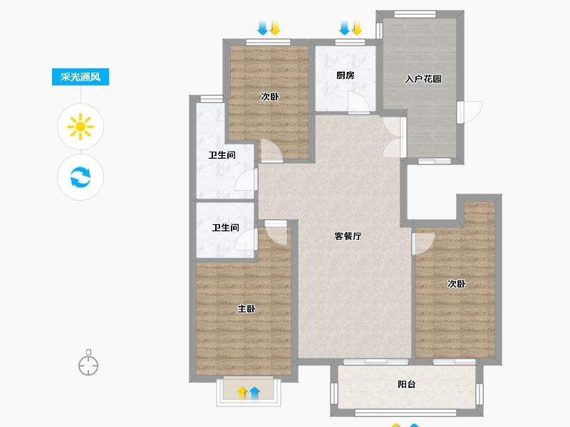 河北省-石家庄市-国仕山-东区-111.20-户型库-采光通风