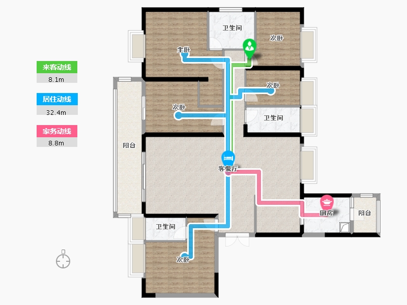 江苏省-泰州市-碧桂园凤凰台-200.00-户型库-动静线