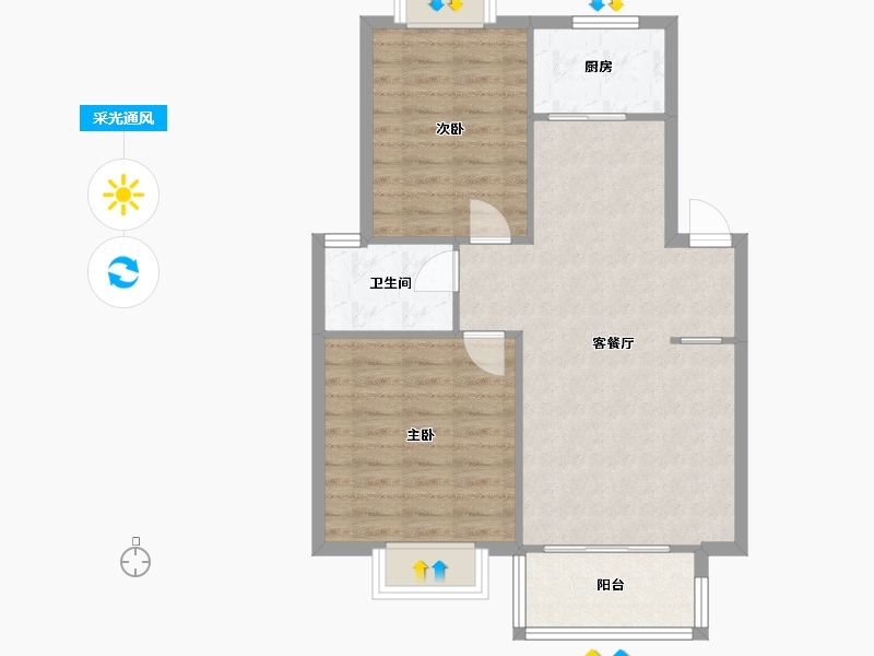 安徽省-合肥市-东方绿洲-76.00-户型库-采光通风