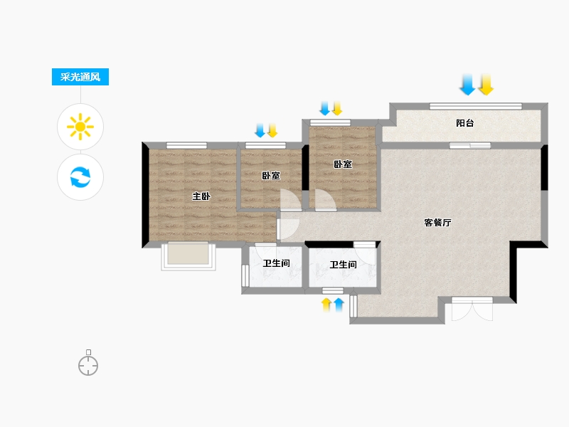 重庆-重庆市-海成云境-75.00-户型库-采光通风