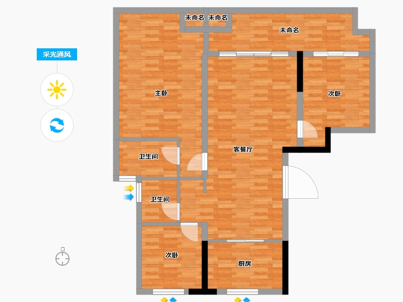 安徽省-宿州市-颐高&middot;书香华府-90.42-户型库-采光通风