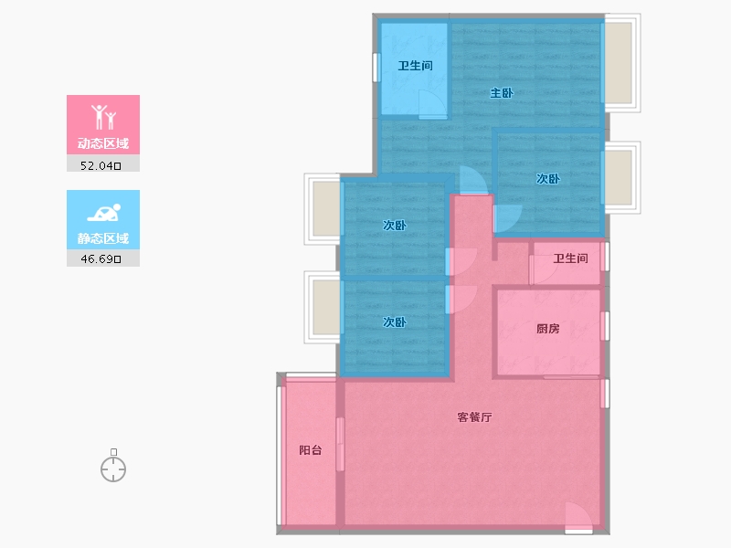 四川省-成都市-黄坝新村-88.00-户型库-动静分区