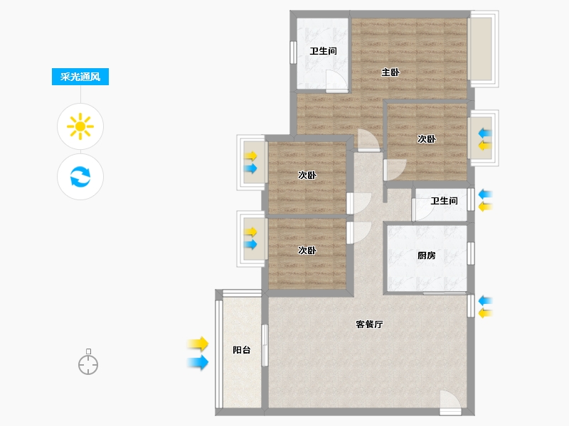 四川省-成都市-黄坝新村-88.00-户型库-采光通风