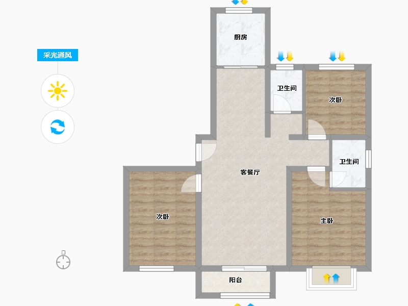 河北省-石家庄市-亿博-90.60-户型库-采光通风