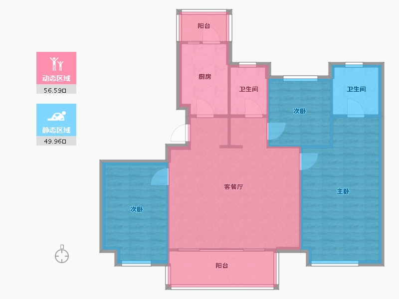 江苏省-苏州市-金辉尊域雅苑-97.84-户型库-动静分区