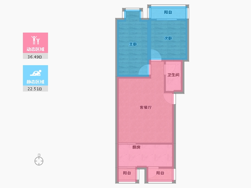 北京-北京市-中门花园-51.93-户型库-动静分区