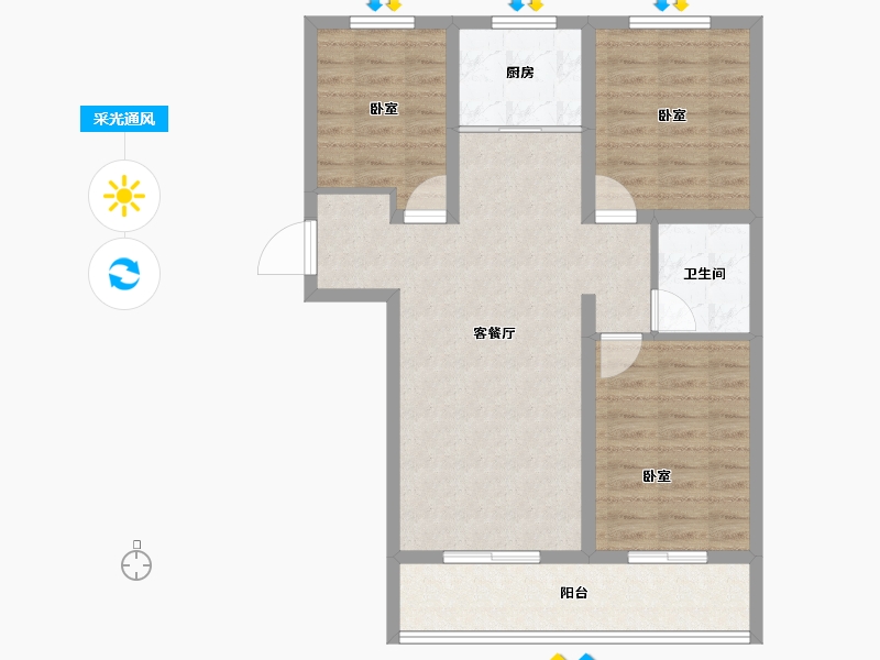 河北省-保定市-普霖第一城-79.96-户型库-采光通风