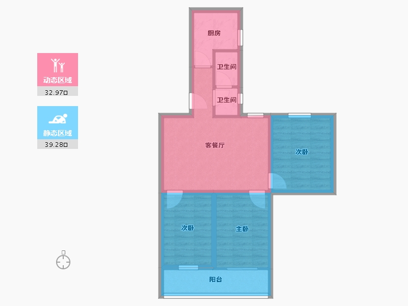 北京-北京市-西坝河北里-63.42-户型库-动静分区