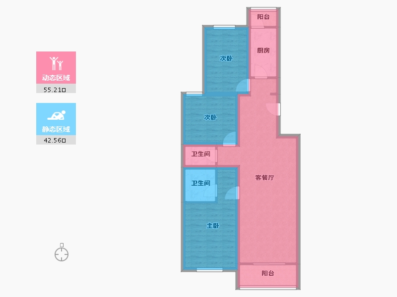 北京-北京市-龙锦苑东四区-86.65-户型库-动静分区