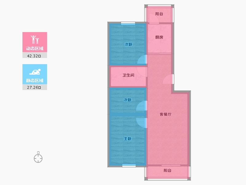 北京-北京市-东关南里-61.09-户型库-动静分区