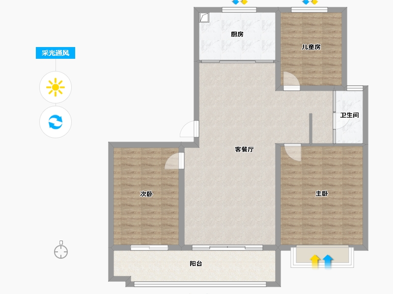 山东省-莱芜市-星空喜悦府-110.00-户型库-采光通风