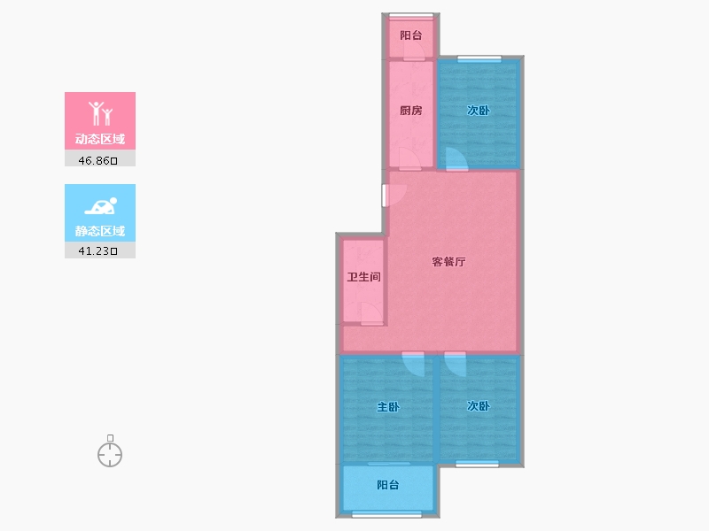 北京-北京市-龙腾苑六区-78.55-户型库-动静分区