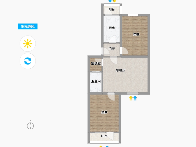 北京-北京市-东关南里-59.80-户型库-采光通风