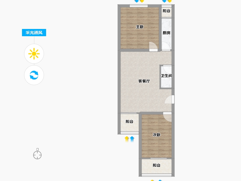 北京-北京市-沁春家园-61.14-户型库-采光通风