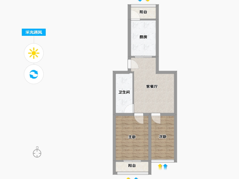 北京-北京市-中门花园-50.22-户型库-采光通风