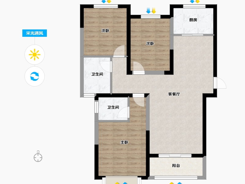 河南省-新乡市-蓝葆湾1期-100.00-户型库-采光通风