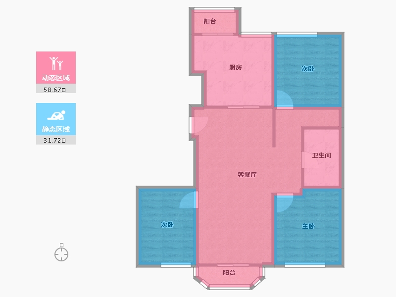 北京-北京市-垡头翠成馨园-80.71-户型库-动静分区