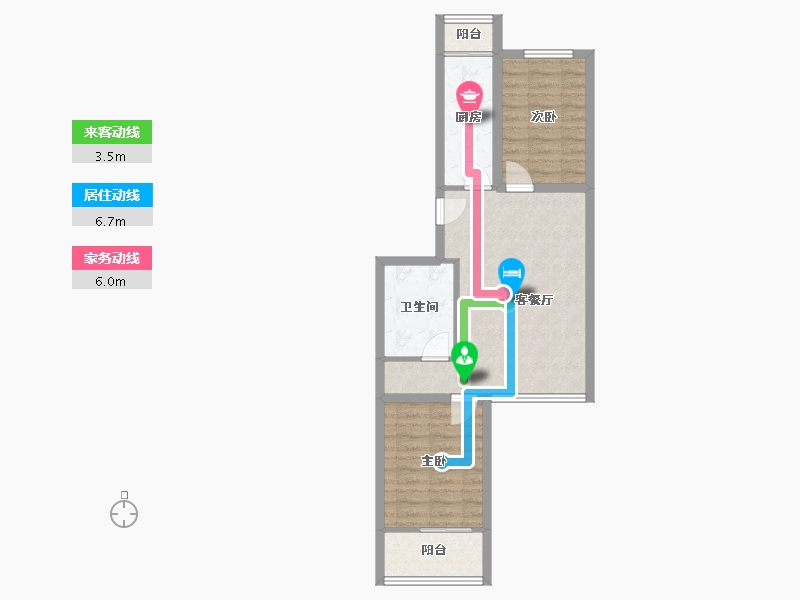 北京-北京市-龙腾苑六区-60.06-户型库-动静线