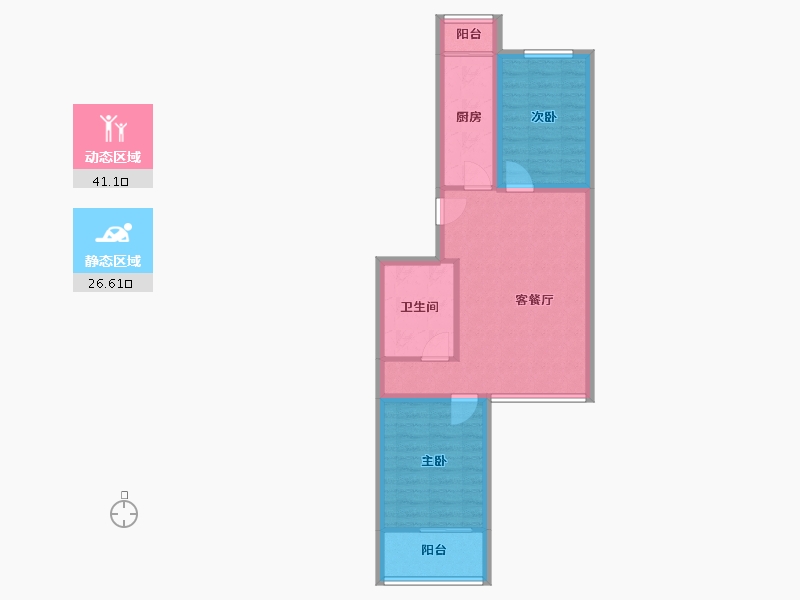 北京-北京市-龙腾苑六区-60.06-户型库-动静分区