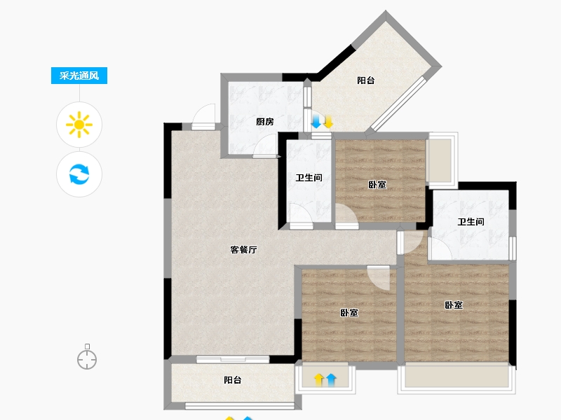 四川省-自贡市-香樾东方-95.98-户型库-采光通风