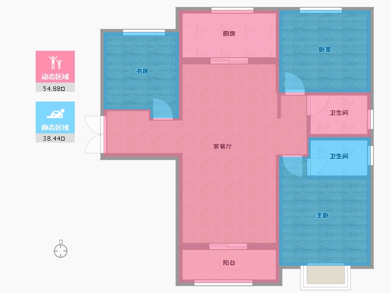 陕西省-西安市-启迪大院儿-100.54-户型库-动静分区