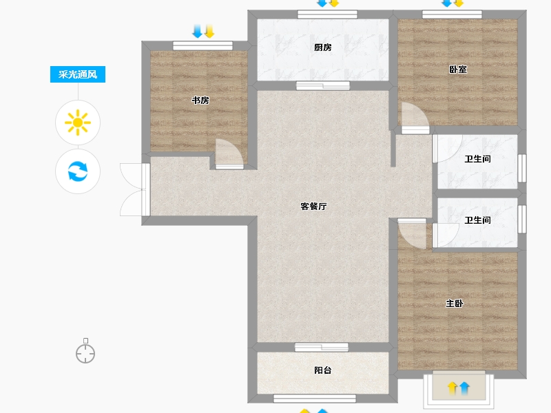 陕西省-西安市-启迪大院儿-100.54-户型库-采光通风