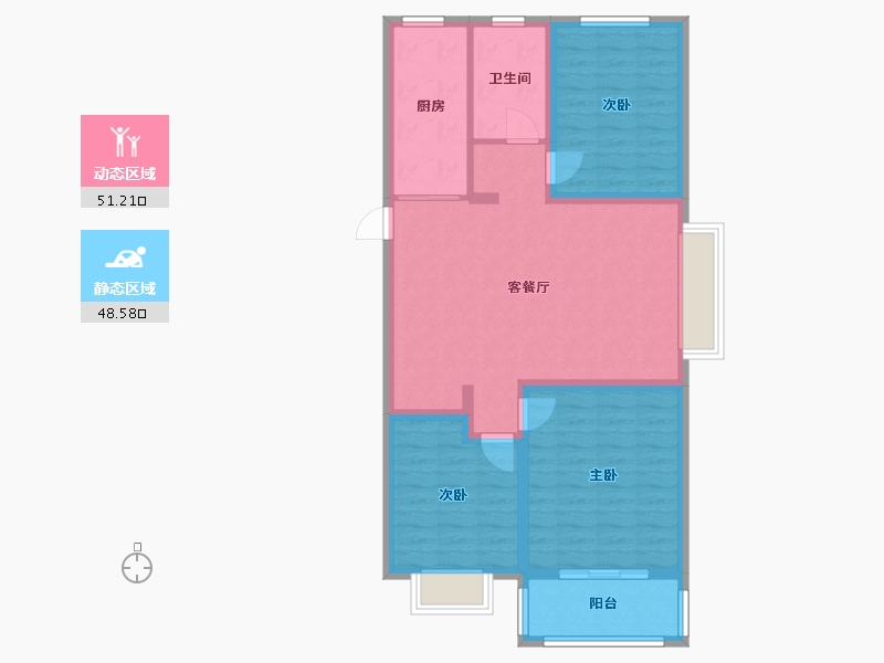 山东省-德州市-德兴公园里-89.09-户型库-动静分区