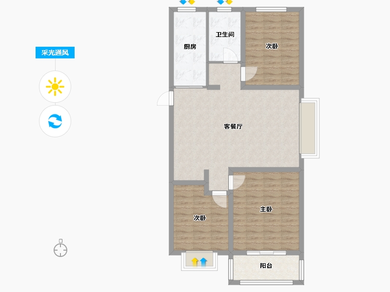 山东省-德州市-德兴公园里-89.09-户型库-采光通风