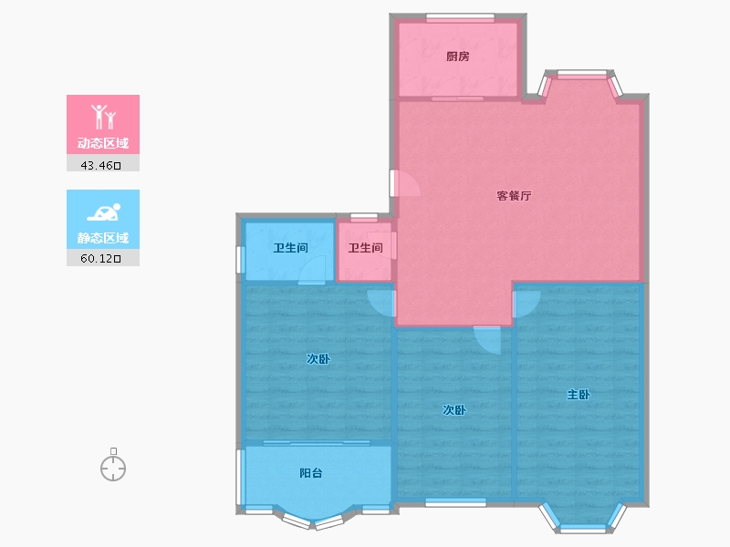 山东省-济南市-舜耕路58号院-96.00-户型库-动静分区