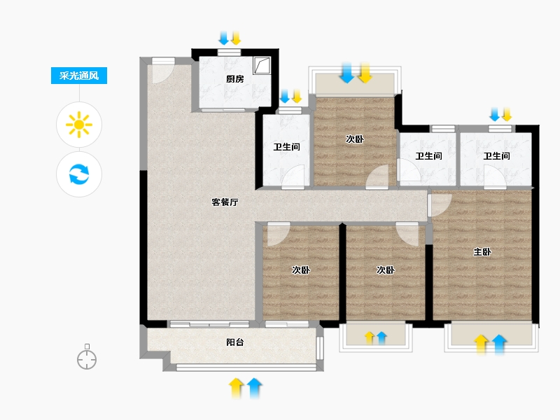 湖南省-湘潭市-湘潭中骏世界城-111.20-户型库-采光通风