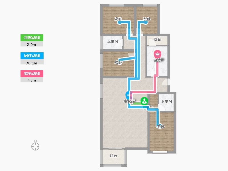 北京-北京市-龙腾苑六区-111.29-户型库-动静线