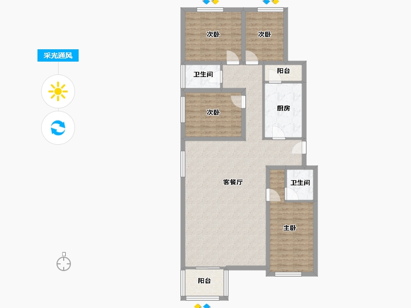 北京-北京市-龙腾苑六区-111.29-户型库-采光通风