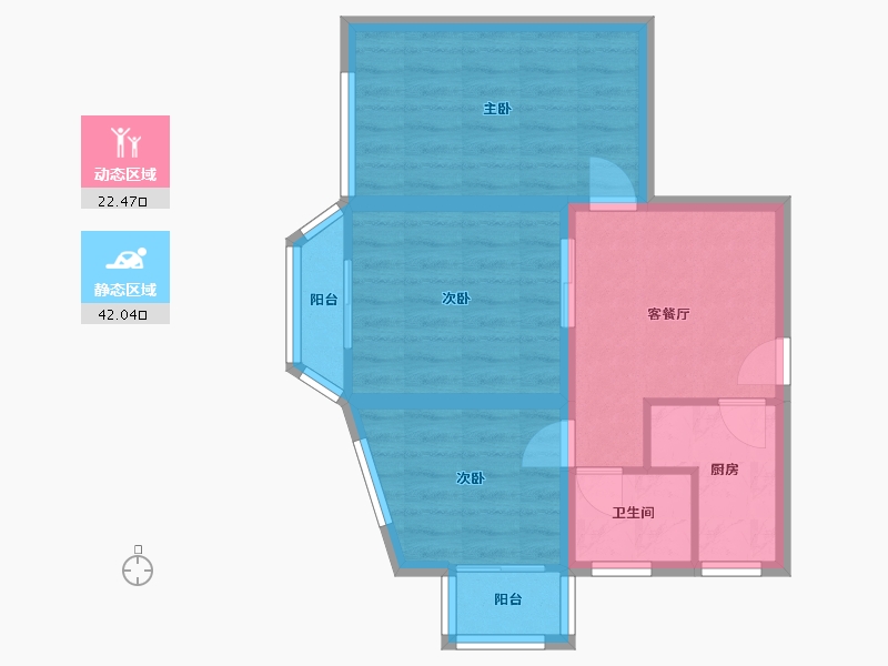 北京-北京市-青塔蔚园-56.95-户型库-动静分区