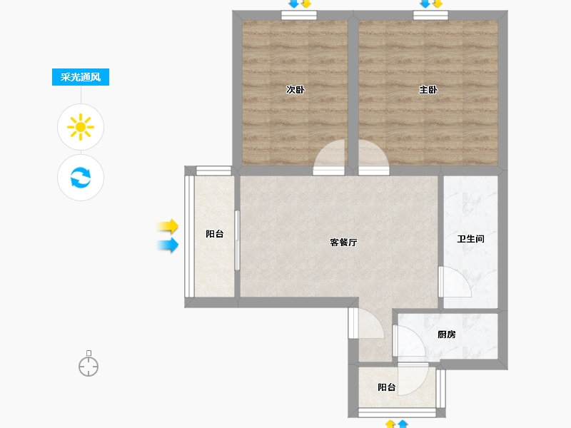 北京-北京市-沁春家园-54.04-户型库-采光通风