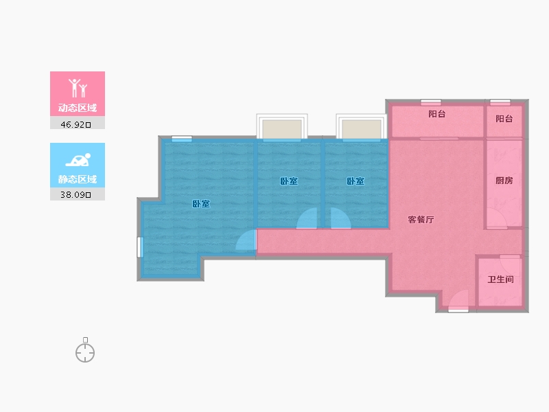 北京-北京市-天怡家园-76.70-户型库-动静分区