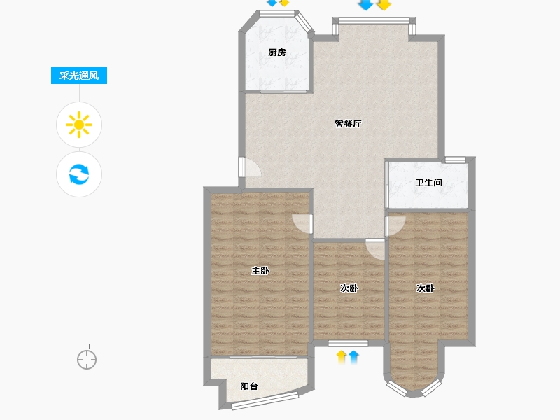 安徽省-芜湖市-滨江翠竹园-103.63-户型库-采光通风