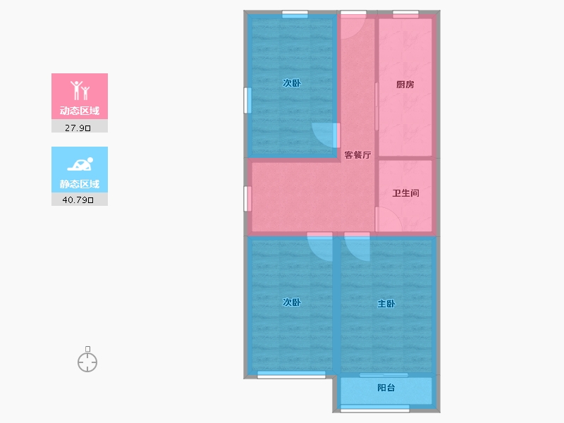 北京-北京市-青塔蔚园-60.30-户型库-动静分区