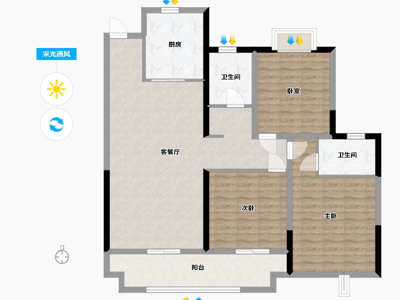 河南省-南阳市-政和苑-110.40-户型库-采光通风