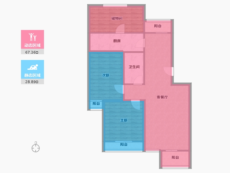 北京-北京市-垡头翠成馨园-85.93-户型库-动静分区