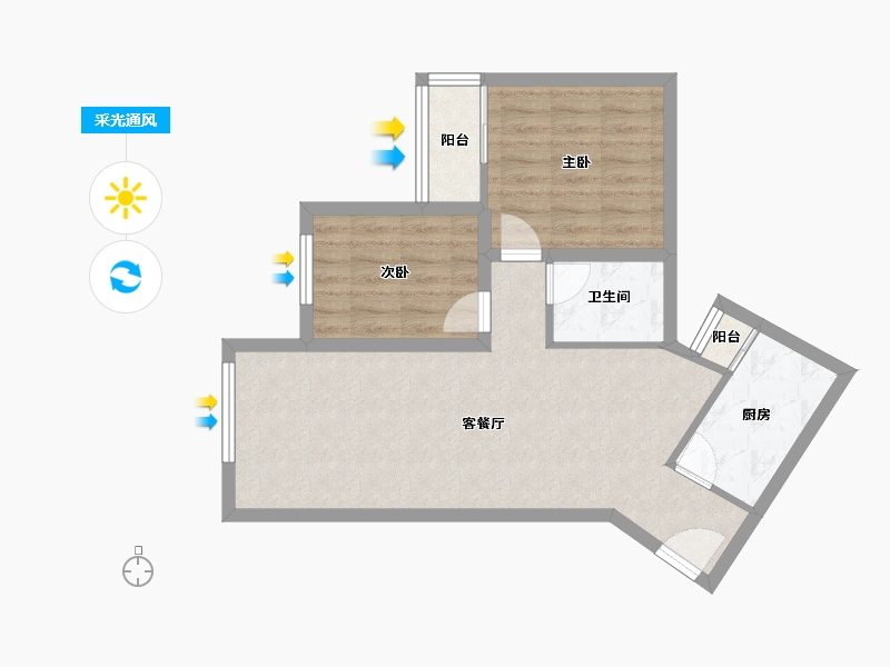 北京-北京市-垡头翠成馨园-62.47-户型库-采光通风