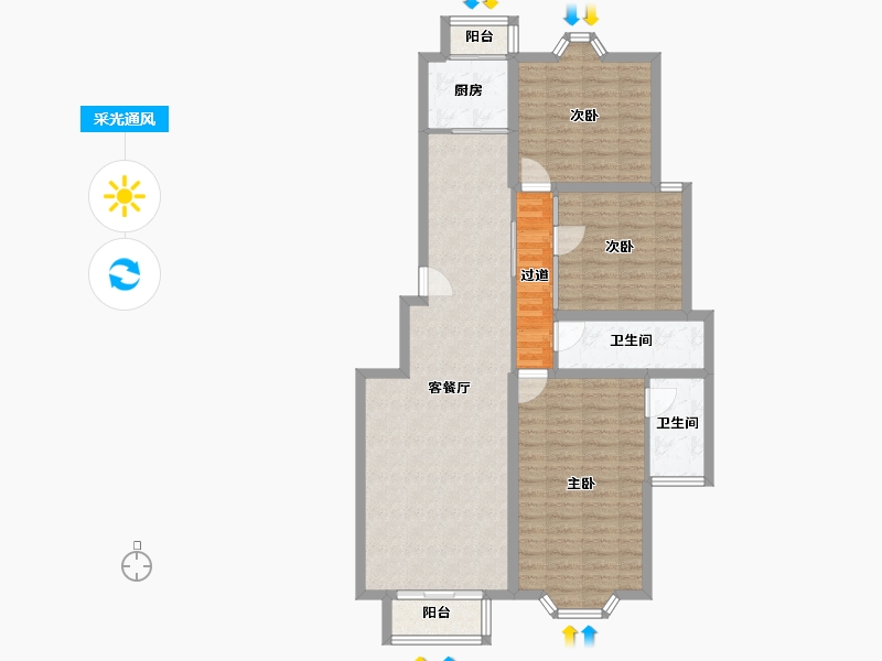 北京-北京市-三星庄园-103.70-户型库-采光通风