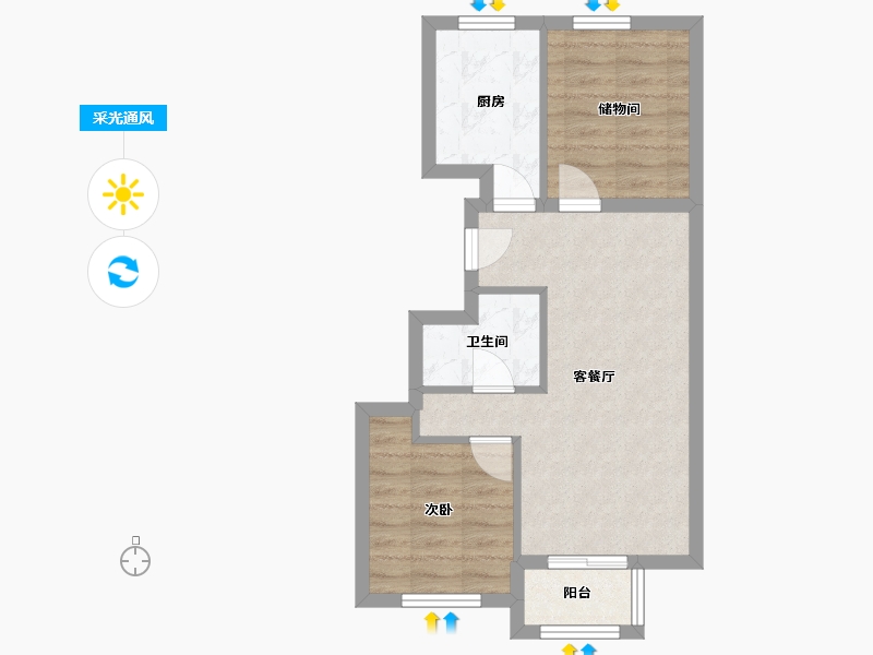 北京-北京市-育新花园北里-51.42-户型库-采光通风