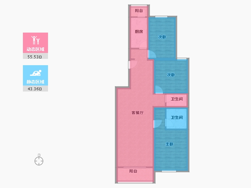 北京-北京市-龙锦苑东四区-87.66-户型库-动静分区