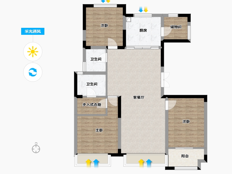 山东省-潍坊市-城发润园-110.40-户型库-采光通风