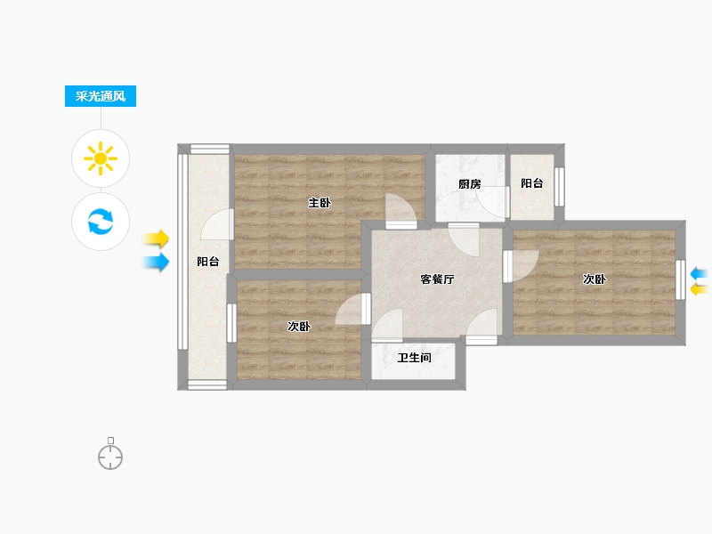 北京-北京市-西坝河北里-52.99-户型库-采光通风